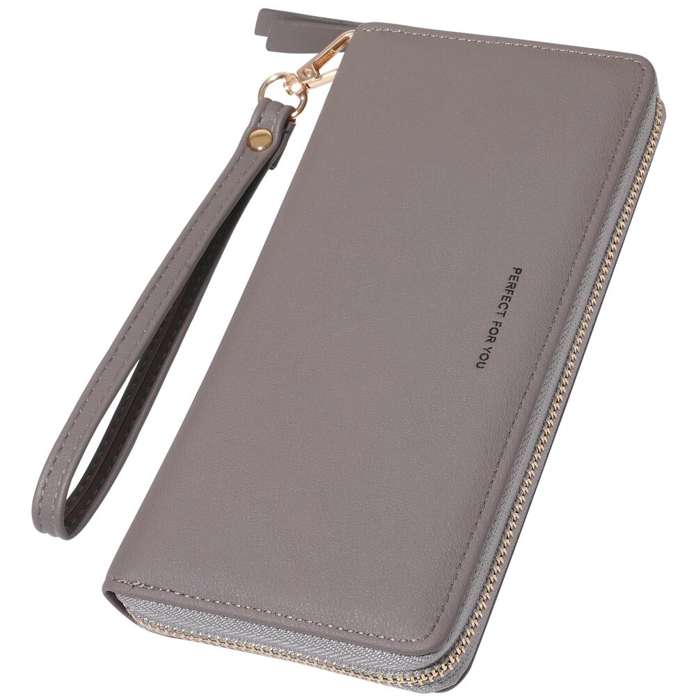3868 Large Capacity Zip Around Wallet PU Leather Credit Card Holder Clutch